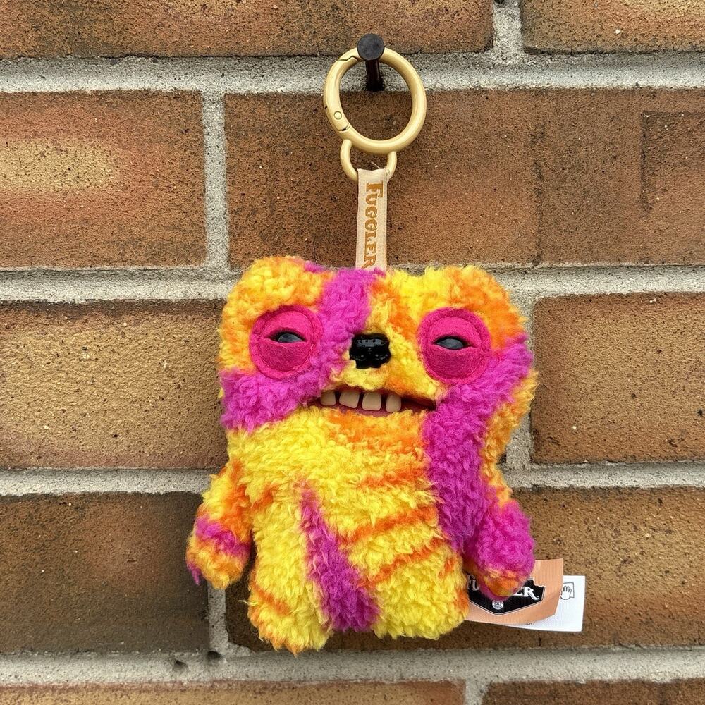 ZURU Fuggler Keyring Old Tooth Plush Bag Charm Keychain Yellow Pink